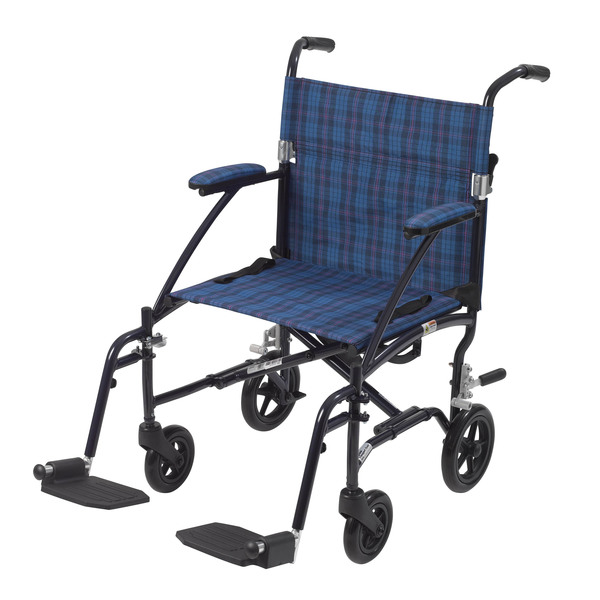 Drive Medical Fly Lite Ultra Lightweight Transport Wheelchair, Blue dfl19-bl